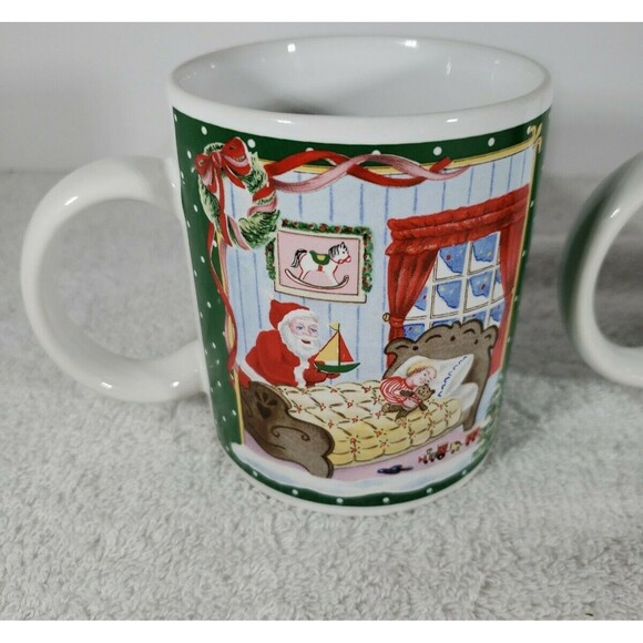 Christmas Santa Train Coffee Mugs Breckenridge Holidays Set of Two Collectible - Picture 6 of 12